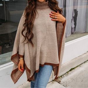 Fall turtleneck sweater poncho. One size.
